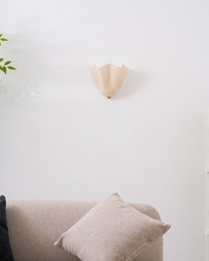 Hand-Blown Glass Wall Sconce 11 in Wide Petal Shade Lighting Fixture Bedroom Hallway Ambient Light E26 Base 110-120V Dual Bulb Decorative Mo