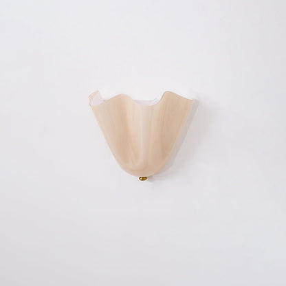 Indoor Sconce with Sculptural Glass Shade in Warm Tones – Metal Frame LED-Compatible – Wall-Mounted Accent for Bedrooms Hallways Living Spac