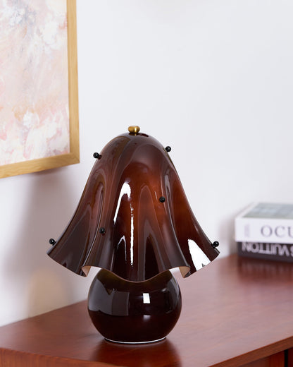 Artisan Glass Desk Lamp 12.6 Inches Tall With Sculpted Shade For Bedroom Office Nightstand Ambient Glow Multicolor Choices Contemporary Styl