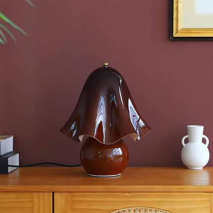 Artisan Glass Desk Lamp 12.6 Inches Tall With Sculpted Shade For Bedroom Office Nightstand Ambient Glow Multicolor Choices Contemporary Styl