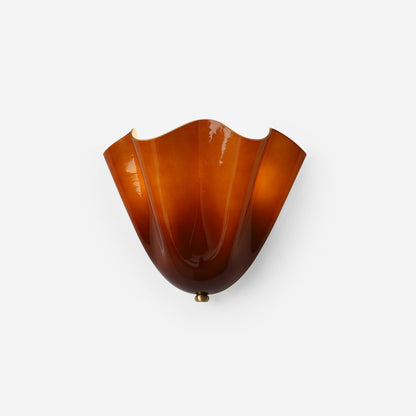 Hand-Blown Glass Wall Sconce 11 in Wide Petal Shade Lighting Fixture Bedroom Hallway Ambient Light E26 Base 110-120V Dual Bulb Decorative Mo