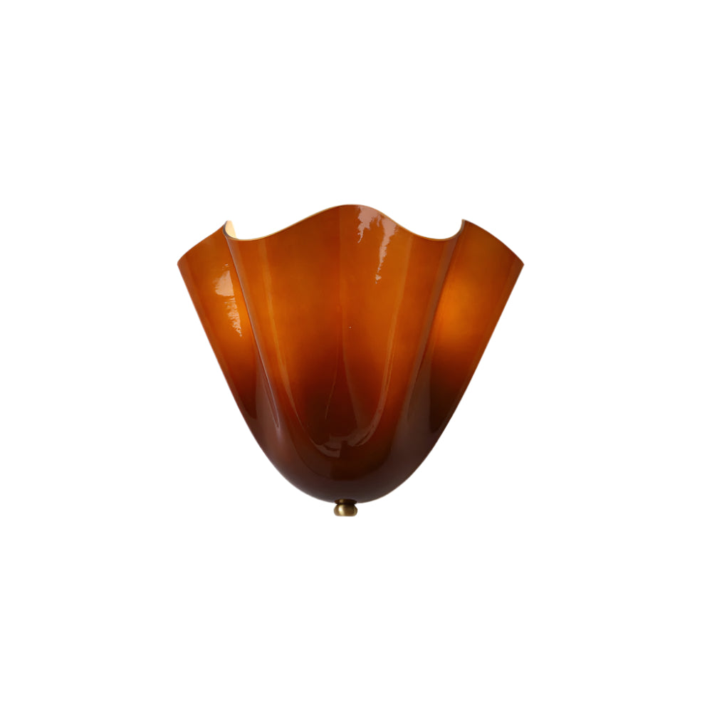 Dual-Socket Sconce Light with Textured Glass Shade in Warm Tones for Entryways & Powder Rooms