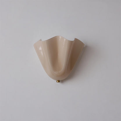 Hand-Blown Glass Wall Sconce 11 in Wide Petal Shade Lighting Fixture Bedroom Hallway Ambient Light E26 Base 110-120V Dual Bulb Decorative Mo