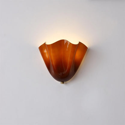 Dual-Socket Sconce Light with Textured Glass Shade in Warm Tones for Entryways & Powder Rooms