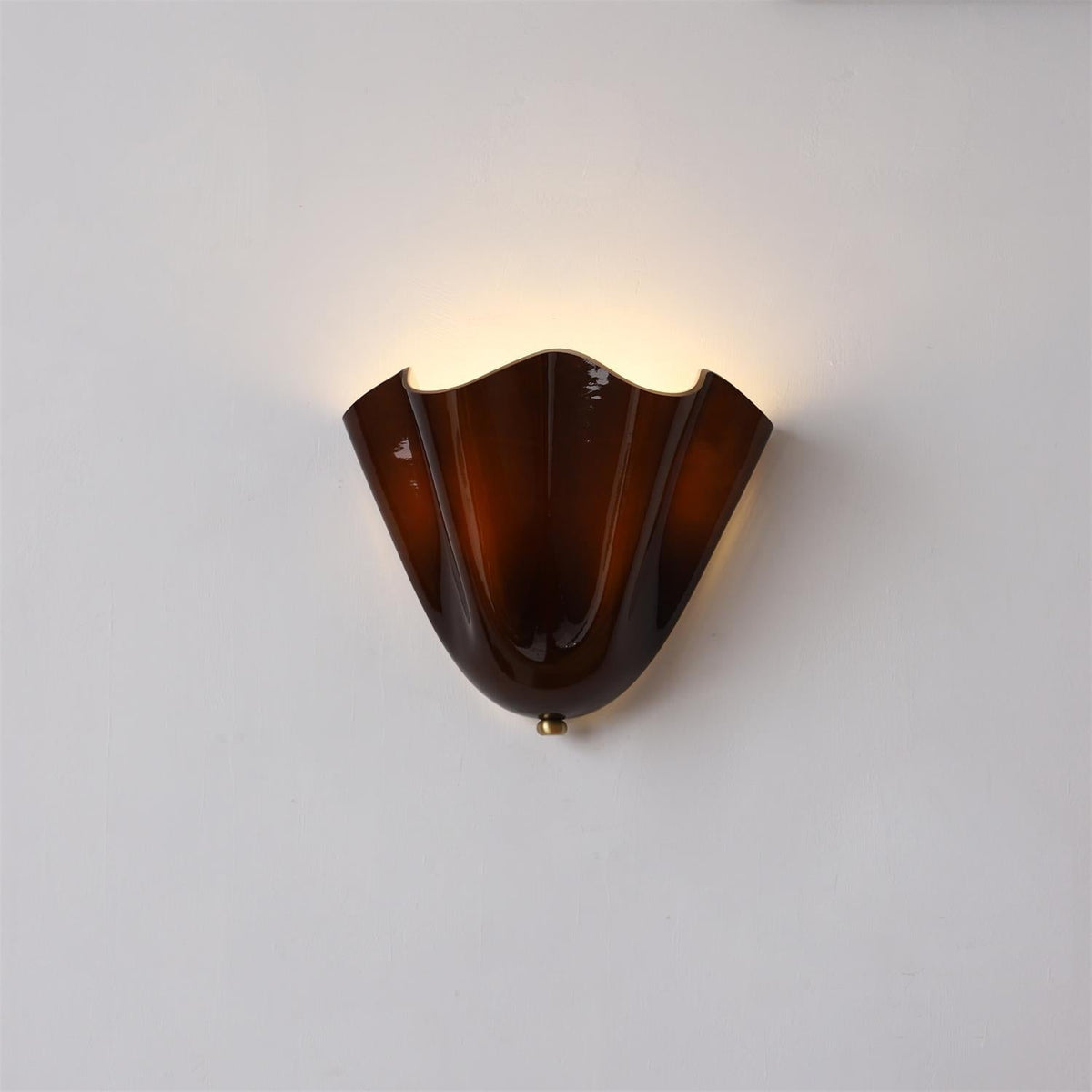 Hand-Blown Glass Wall Sconce 11 in Wide Petal Shade Lighting Fixture Bedroom Hallway Ambient Light E26 Base 110-120V Dual Bulb Decorative Mo
