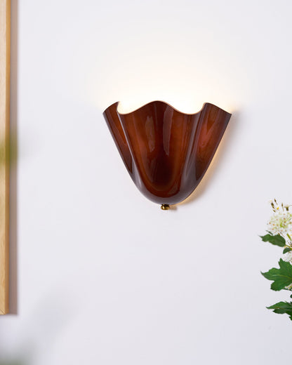 Curved Petal Glass Wall Sconce with Metal Accent for Bedroom, Hallway & Living Room – G9 LED Hardwired Modern Ambient Light Fixture