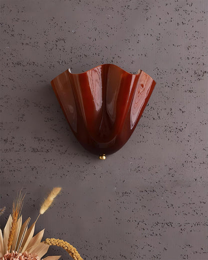 Hand-Blown Glass Wall Sconce 11 in Wide Petal Shade Lighting Fixture Bedroom Hallway Ambient Light E26 Base 110-120V Dual Bulb Decorative Mo