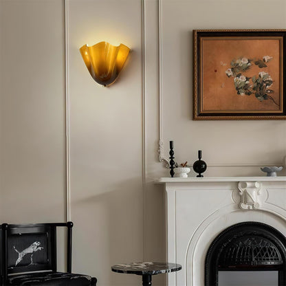 Dual-Socket Sconce Light with Textured Glass Shade in Warm Tones for Entryways & Powder Rooms