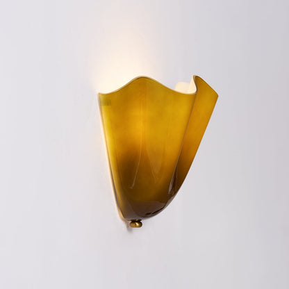 Curved Petal Glass Wall Sconce with Metal Accent for Bedroom, Hallway & Living Room – G9 LED Hardwired Modern Ambient Light Fixture