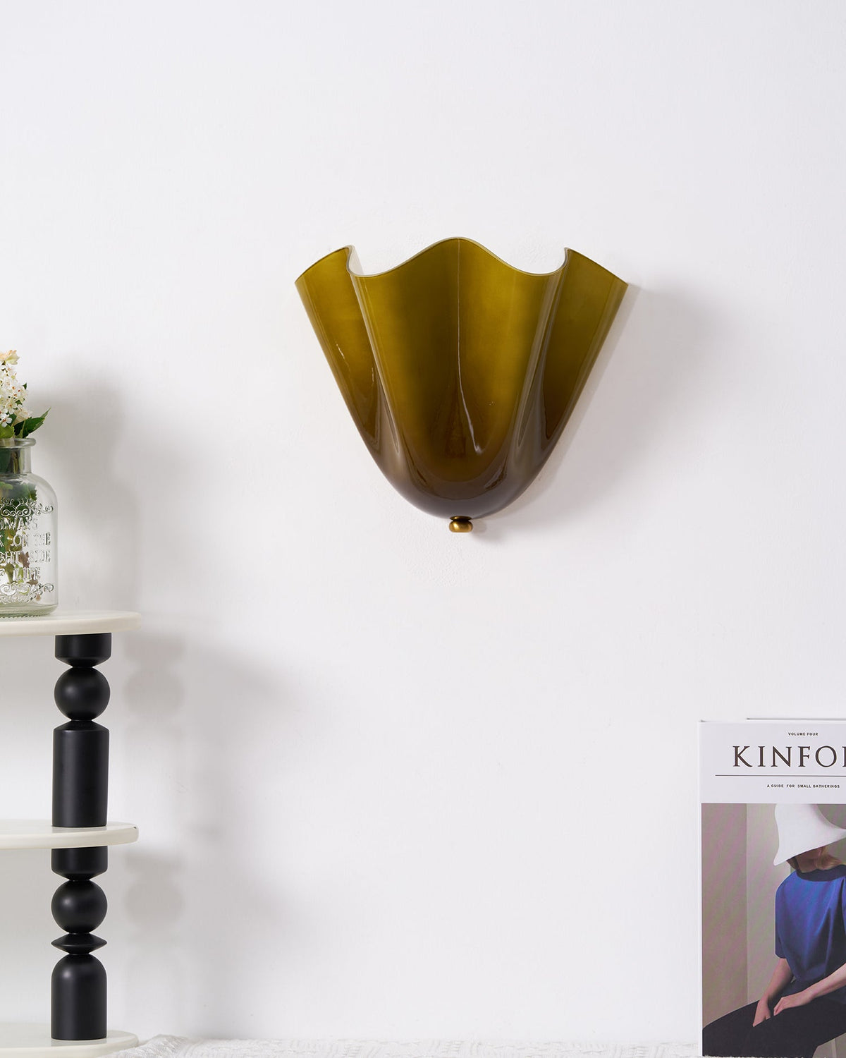 Curved Petal Glass Wall Sconce with Metal Accent for Bedroom, Hallway & Living Room – G9 LED Hardwired Modern Ambient Light Fixture