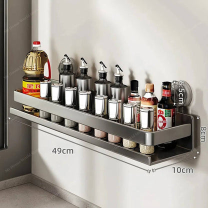 Vera | Wall Spice Rack Organizer with Suction Cups & Adjustable Design | Space-Saving Solution for Easy Kitchen Access