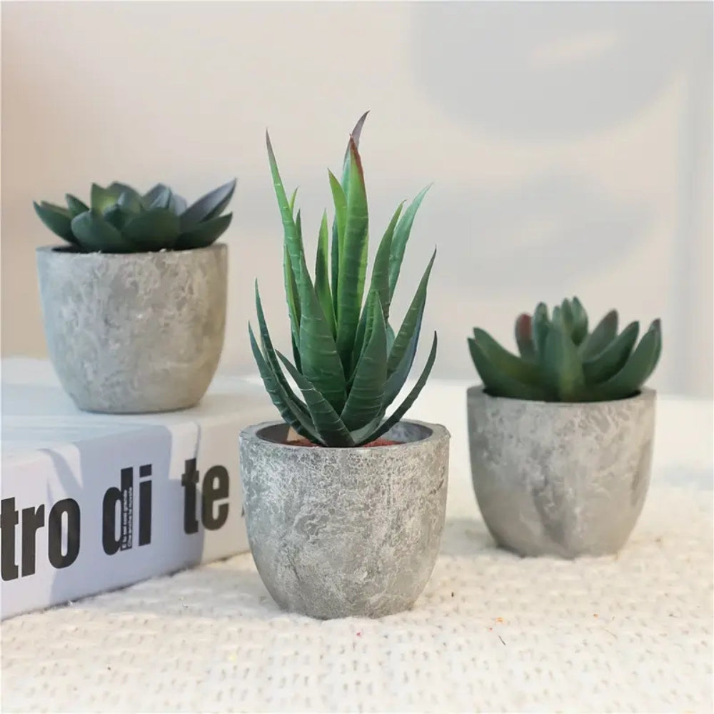 Verdea Artificial Succulent Plant - Realistic Faux Greenery, Rustic Pot