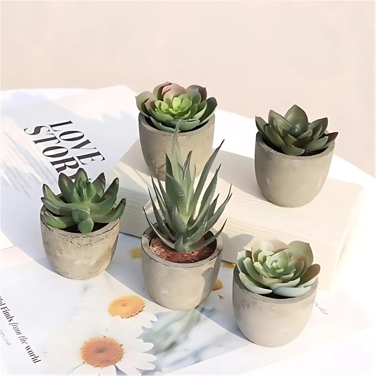 Verdea Artificial Succulent Plant - Realistic Faux Greenery, Rustic Pot