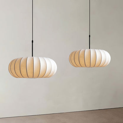 Hanging Ceiling Light with Cloth Shade for Dining Room & Kitchen – Adjustable Height, E26 Socket, Dimmable – 12 in White Fixture for Modern