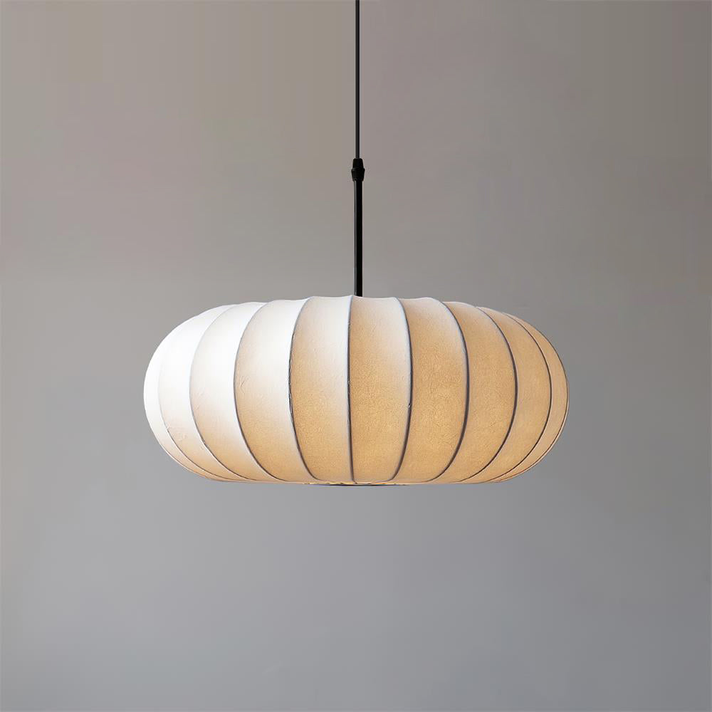Hanging Ceiling Light with Cloth Shade for Dining Room & Kitchen – Adjustable Height, E26 Socket, Dimmable – 12 in White Fixture for Modern