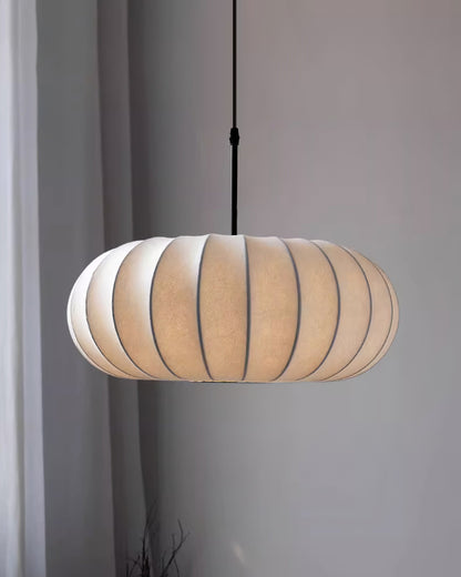 Hanging Ceiling Light with Cloth Shade for Dining Room & Kitchen – Adjustable Height, E26 Socket, Dimmable – 12 in White Fixture for Modern