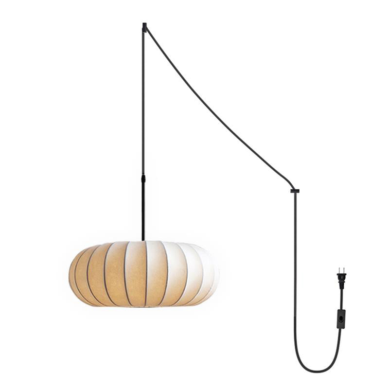 Hanging Ceiling Light with Cloth Shade for Dining Room & Kitchen – Adjustable Height, E26 Socket, Dimmable – 12 in White Fixture for Modern