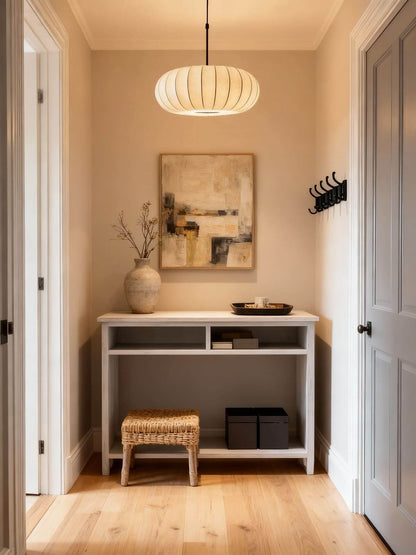 Suspension en soie à forme organique pour salles à manger et salons – Compatible LED à intensité variable, disponible en tailles 12, 16 ou 20 pouces