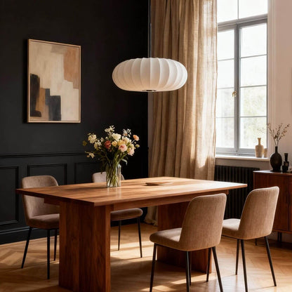 Suspension en soie à forme organique pour salles à manger et salons – Compatible LED à intensité variable, disponible en tailles 12, 16 ou 20 pouces
