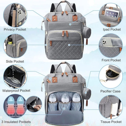 PARENTGO – Versatile diaper bag backpack with changing pad and pacifier case