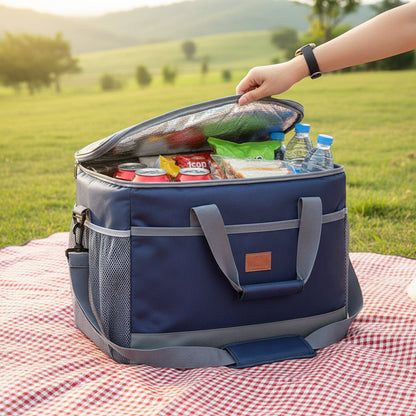 Versatile Insulated Cooler Bag with Zippered Closure for Fresh Food