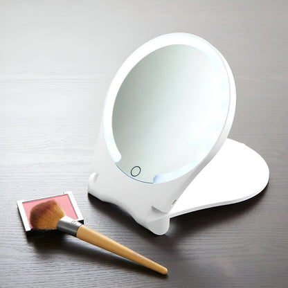 Versatile Makeup Mirror | 10X Magnification with LED Lights | Compact Design for Travel