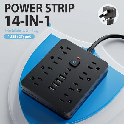 Surge Protector Power Strip with 8 AC Outlets and 4 USB Charging Ports