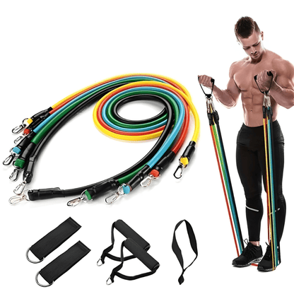Resistance Bands Set with Handles and Ankle Straps, 11 Piece Exercise Bands and Workout Bands, Home Gym Equipment