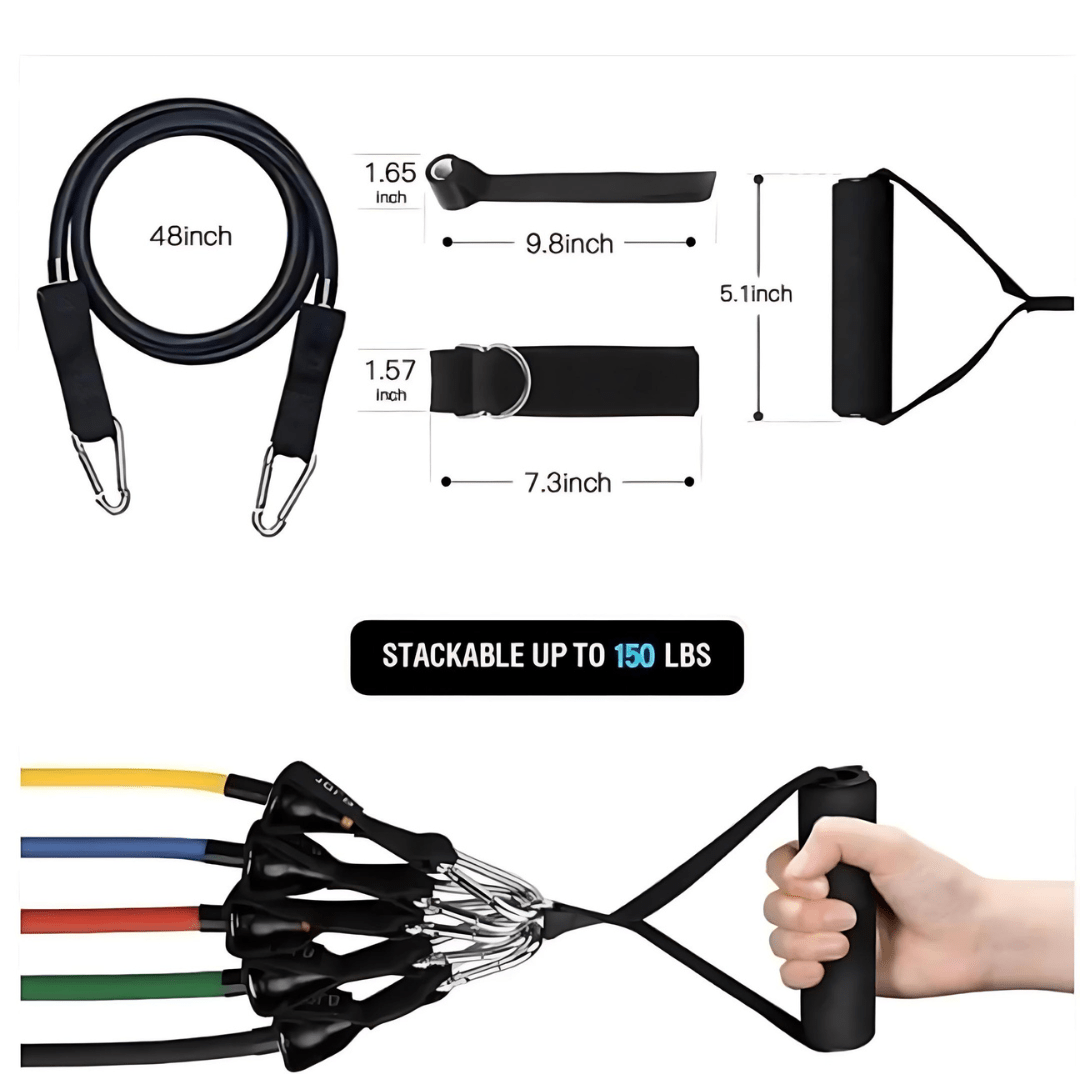Resistance Bands Set with Handles and Ankle Straps, 11 Piece Exercise Bands and Workout Bands, Home Gym Equipment