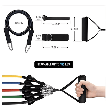 Resistance Bands Set with Handles and Ankle Straps, 11 Piece Exercise Bands and Workout Bands, Home Gym Equipment