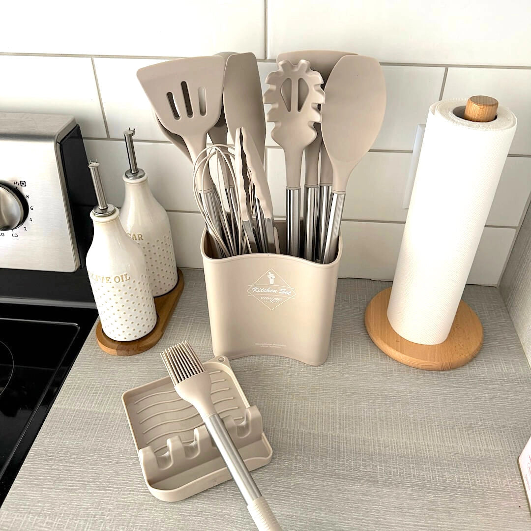 Versatile Silicone Utensil Set with 12 Essential Tools | Heat Resistant & Non-Stick for Safe Cooking
