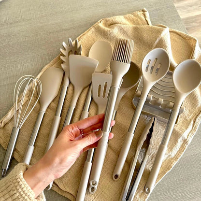 Versatile Silicone Utensil Set with 12 Essential Tools | Heat Resistant & Non-Stick for Safe Cooking