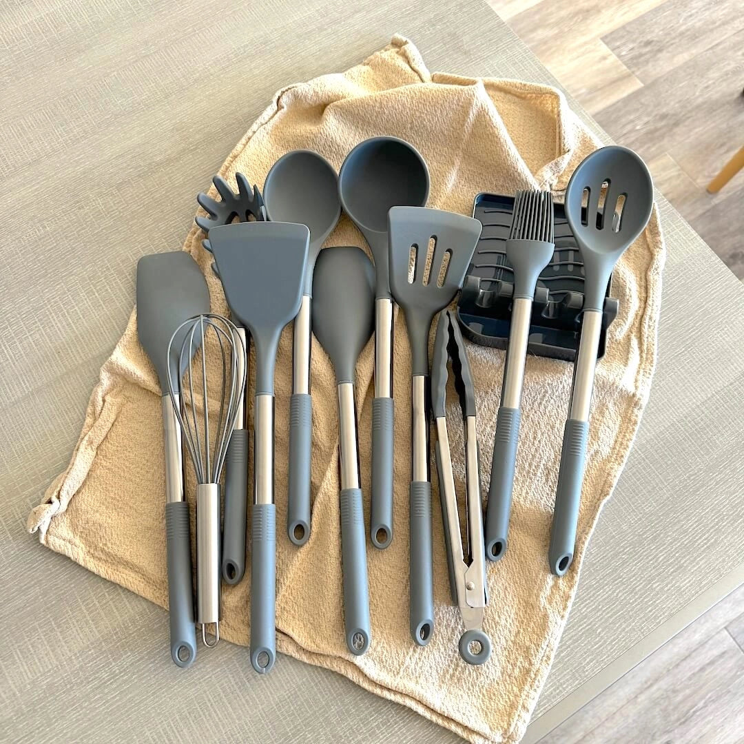 Versatile Silicone Utensil Set with 12 Essential Tools | Heat Resistant & Non-Stick for Safe Cooking