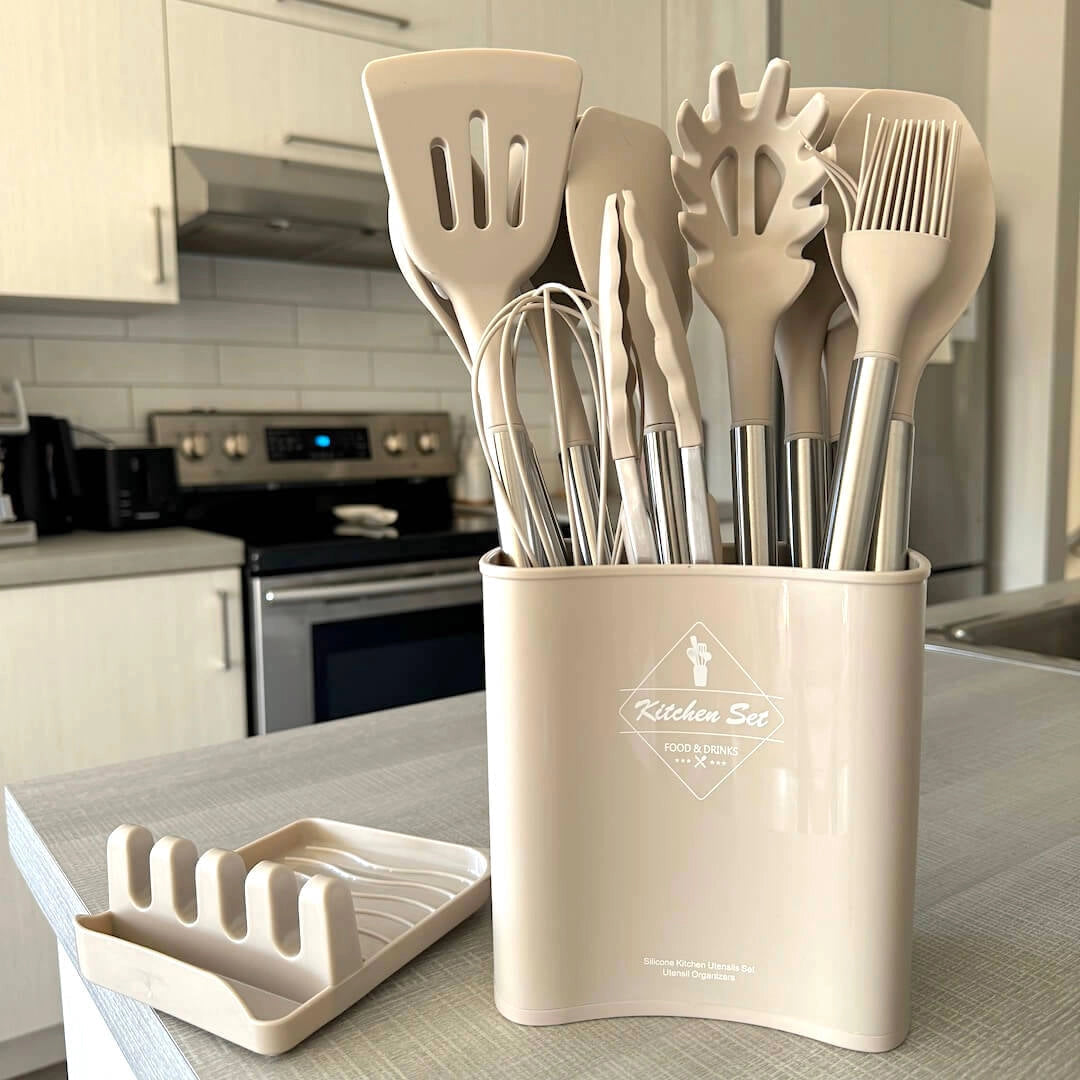Versatile Silicone Utensil Set with 12 Essential Tools | Heat Resistant & Non-Stick for Safe Cooking