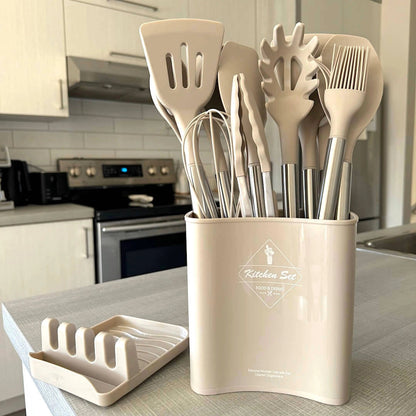 Versatile Silicone Utensil Set with 12 Essential Tools | Heat Resistant & Non-Stick for Safe Cooking
