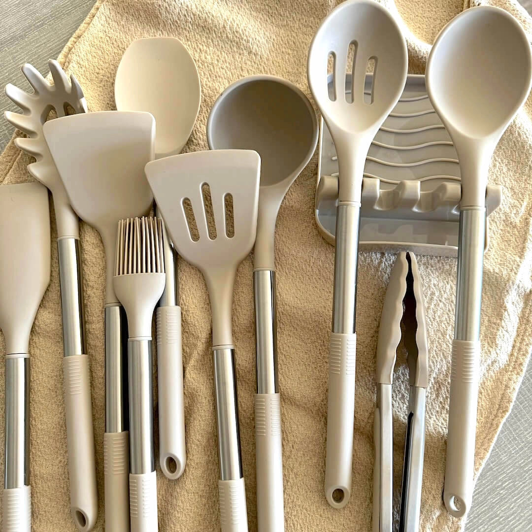 Versatile Silicone Utensil Set with 12 Essential Tools | Heat Resistant & Non-Stick for Safe Cooking