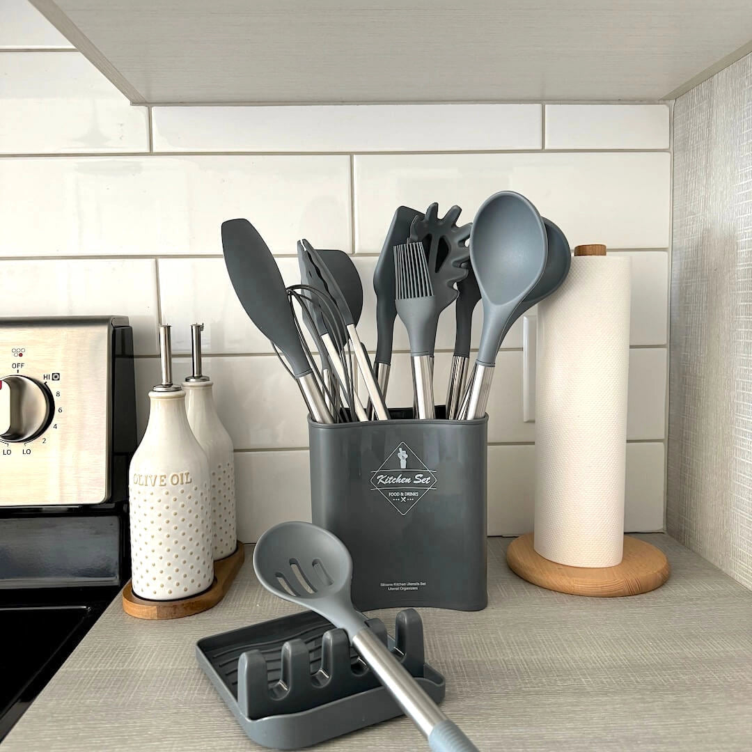 Versatile Silicone Utensil Set with 12 Essential Tools | Heat Resistant & Non-Stick for Safe Cooking