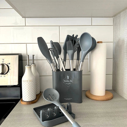 Versatile Silicone Utensil Set with 12 Essential Tools | Heat Resistant & Non-Stick for Safe Cooking