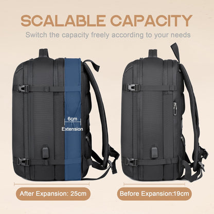 Versatile Travel Backpack | 40L Expandable Waterproof Design with USB Port | 17 Laptop Sleeve for Secure Storage