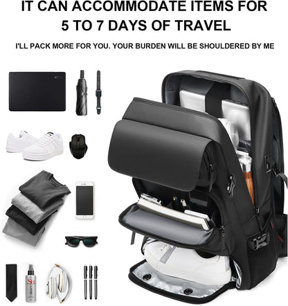 Versatile Travel Backpack | 50L Waterproof Design with USB Charging Port | Perfect Carry-On Backpack for Men