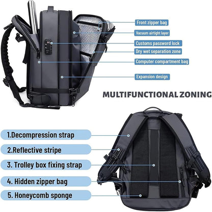 Versatile Travel Backpack | Expandable Compression Design with Anti-Theft Lock | Water-Repellent for Secure Storage