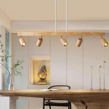 Adjustable Track Light with Wood Finish GU10 Socket Swivel Directional Spotlights for Kitchen Living Room Bedroom Home Accent Task Lighting