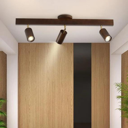 Adjustable Track Light with Wood Finish GU10 Socket Swivel Directional Spotlights for Kitchen Living Room Bedroom Home Accent Task Lighting