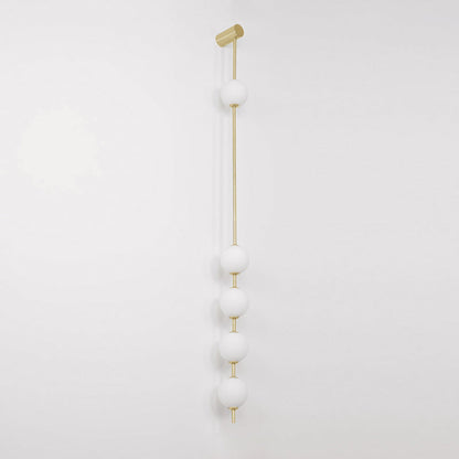 Vertical Multi-Globe LED Wall Sconce Brass Finish Adjustable Height Indoor Hallway Staircase Entry Lighting Modern Metal Glass Fixture 3-6 L