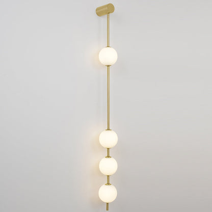 Vertical Multi-Globe LED Wall Sconce Brass Finish Adjustable Height Indoor Hallway Staircase Entry Lighting Modern Metal Glass Fixture 3-6 L