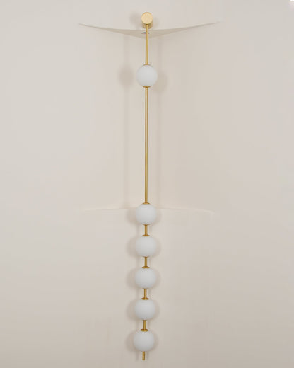 Vertical Multi-Globe LED Wall Sconce Brass Finish Adjustable Height Indoor Hallway Staircase Entry Lighting Modern Metal Glass Fixture 3-6 L