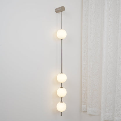 Vertical Multi-Globe LED Wall Sconce Brass Finish Adjustable Height Indoor Hallway Staircase Entry Lighting Modern Metal Glass Fixture 3-6 L
