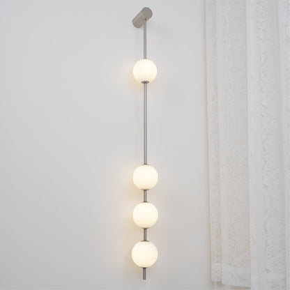 Vertical Multi-Globe LED Wall Sconce Brass Finish Adjustable Height Indoor Hallway Staircase Entry Lighting Modern Metal Glass Fixture 3-6 L