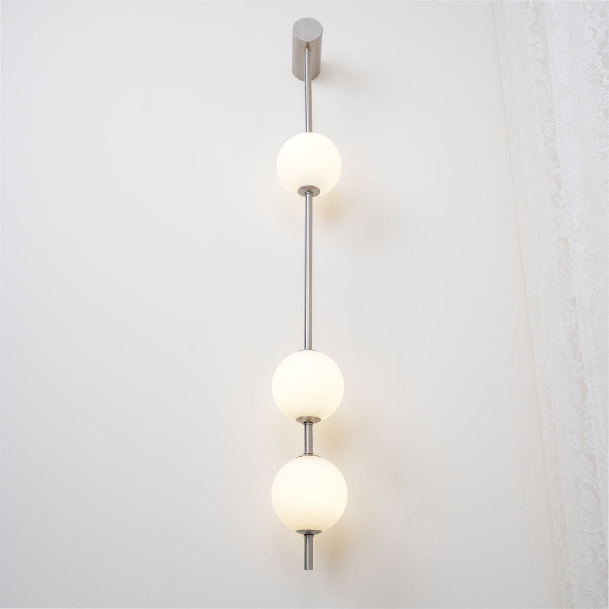 Vertical Multi-Globe LED Wall Sconce Brass Finish Adjustable Height Indoor Hallway Staircase Entry Lighting Modern Metal Glass Fixture 3-6 L