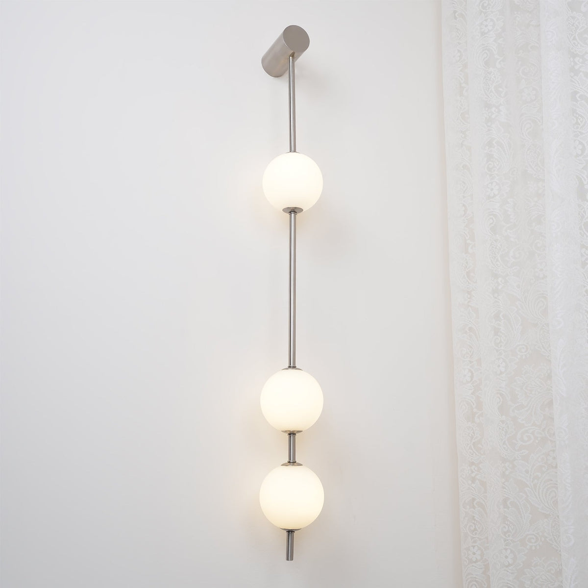 Vertical Multi-Globe LED Wall Sconce Brass Finish Adjustable Height Indoor Hallway Staircase Entry Lighting Modern Metal Glass Fixture 3-6 L